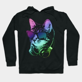 Dj Cat In Neon Lights Hoodie